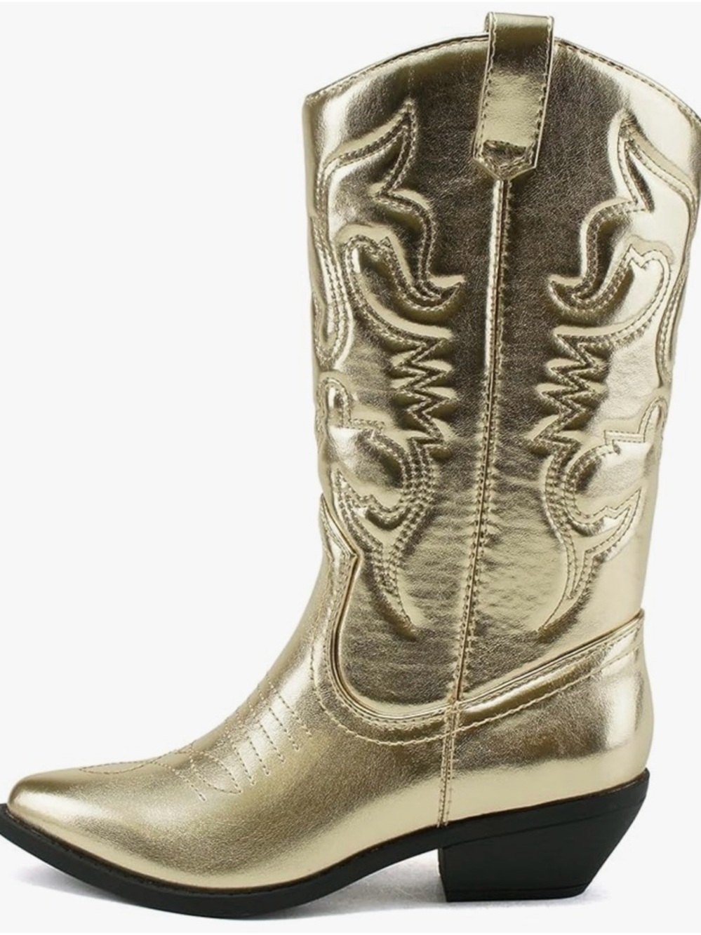 Soda Metallic Gold Western Cowboy Ankle Boots